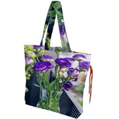 Cute Flower Wallpaper Drawstring Tote Bag by artworkshop