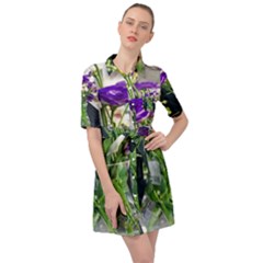 Cute Flower Wallpaper Belted Shirt Dress by artworkshop