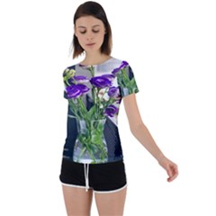 Cute Flower Wallpaper Back Circle Cutout Sports Tee by artworkshop