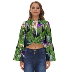 Cute Flower Wallpaper Boho Long Bell Sleeve Top by artworkshop