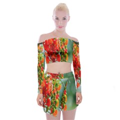 Gathering Sping Flowers Wallpapers Off Shoulder Top With Mini Skirt Set by artworkshop