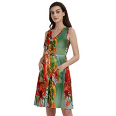 Gathering Sping Flowers Wallpapers Sleeveless Dress With Pocket