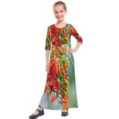 Gathering Sping Flowers Wallpapers Kids  Quarter Sleeve Maxi Dress