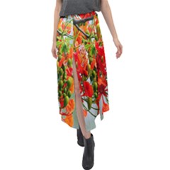 Gathering Sping Flowers Wallpapers Velour Split Maxi Skirt by artworkshop