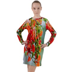 Gathering Sping Flowers Wallpapers Long Sleeve Hoodie Dress by artworkshop