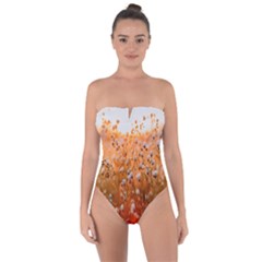 Late Afternoon Tie Back One Piece Swimsuit by artworkshop