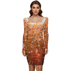 Late Afternoon Women Long Sleeve Ruched Stretch Jersey Dress by artworkshop