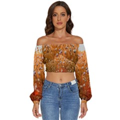 Late Afternoon Long Sleeve Crinkled Weave Crop Top by artworkshop