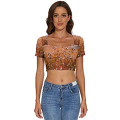 Late Afternoon Short Sleeve Square Neckline Crop Top  by artworkshop