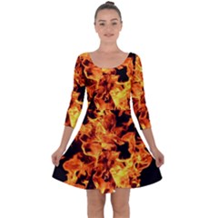 Live Coals Quarter Sleeve Skater Dress