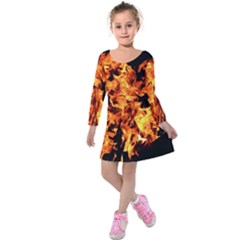 Live Coals Kids  Long Sleeve Velvet Dress by artworkshop