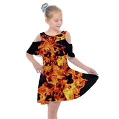 Live Coals Kids  Shoulder Cutout Chiffon Dress by artworkshop