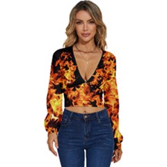 Live Coals Long Sleeve Deep-v Velour Top by artworkshop