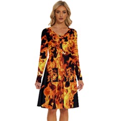 Live Coals Long Sleeve Dress With Pocket by artworkshop