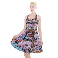 Nature Beautiful Rainbow Halter Party Swing Dress 