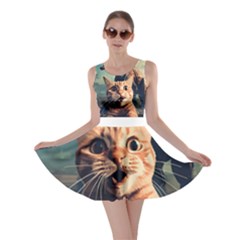 Crazy Cat Selfie Run Time Travel Can Be Dangerous Cat Love Skater Dress by shoopshirt