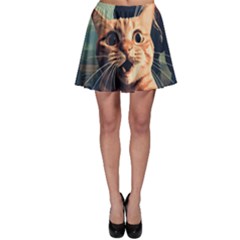 Crazy Cat Selfie Run Time Travel Can Be Dangerous Cat Love Skater Skirt by shoopshirt