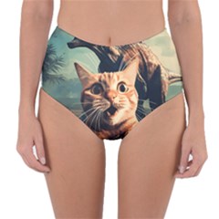 Crazy Cat Selfie Run Time Travel Can Be Dangerous Cat Love Reversible High-waist Bikini Bottoms by shoopshirt