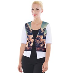 Crazy Cat Selfie Run Time Travel Can Be Dangerous Cat Love Cropped Button Cardigan by shoopshirt