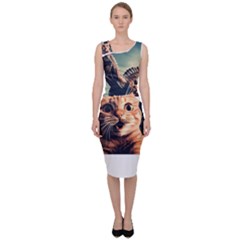 Crazy Cat Selfie Run Time Travel Can Be Dangerous Cat Love Sleeveless Pencil Dress by shoopshirt