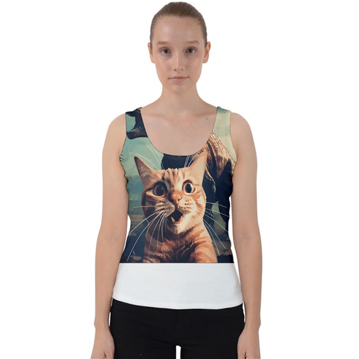 Crazy Cat Selfie Run Time Travel Can Be Dangerous Cat Love Velvet Tank Top