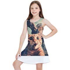 Crazy Cat Selfie Run Time Travel Can Be Dangerous Cat Love Kids  Lightweight Sleeveless Dress