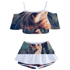 Crazy Cat Selfie Run Time Travel Can Be Dangerous Cat Love Kids  Off Shoulder Skirt Bikini by shoopshirt