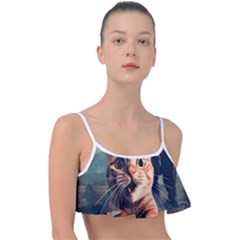 Crazy Cat Selfie Run Time Travel Can Be Dangerous Cat Love Frill Bikini Top by shoopshirt