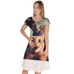 Crazy Cat Selfie Run Time Travel Can Be Dangerous Cat Love Classic Short Sleeve Dress by shoopshirt