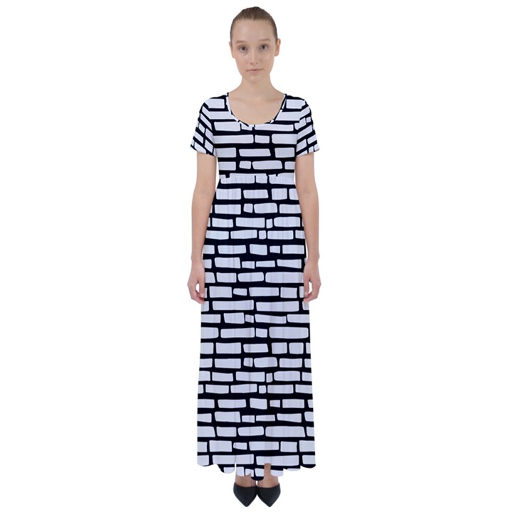 Cartoon Wall  High Waist Short Sleeve Maxi Dress