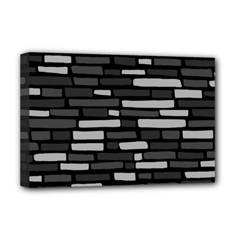 Black And Grey Wall Deluxe Canvas 18  X 12  (stretched) by ConteMonfrey