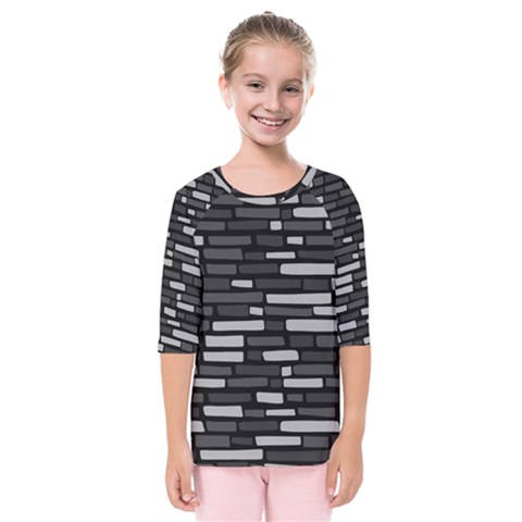 Black And Grey Wall Kids  Quarter Sleeve Raglan Tee by ConteMonfrey