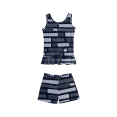 Black And Grey Wall Kids  Boyleg Swimsuit by ConteMonfrey