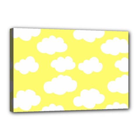 Cute Yellow White Clouds Canvas 18  X 12  (stretched) by ConteMonfrey