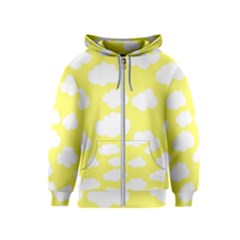 Cute Yellow White Clouds Kids  Zipper Hoodie