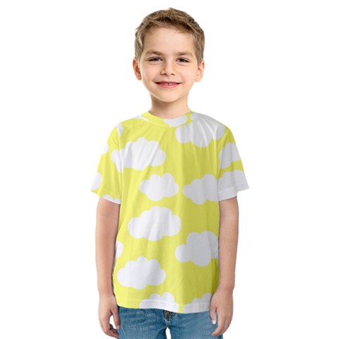 Cute Yellow White Clouds Kids  Sport Mesh Tee by ConteMonfrey