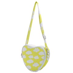 Cute Yellow White Clouds Heart Shoulder Bag by ConteMonfrey