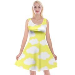 Cute Yellow White Clouds Reversible Velvet Sleeveless Dress by ConteMonfrey