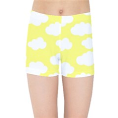 Cute Yellow White Clouds Kids  Sports Shorts by ConteMonfrey