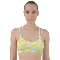 Cute Yellow White Clouds Line Them Up Sports Bra by ConteMonfrey