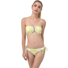 Cute Yellow White Clouds Twist Bandeau Bikini Set by ConteMonfrey