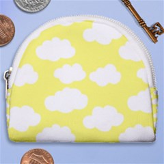 Cute Yellow White Clouds Horseshoe Style Canvas Pouch by ConteMonfrey