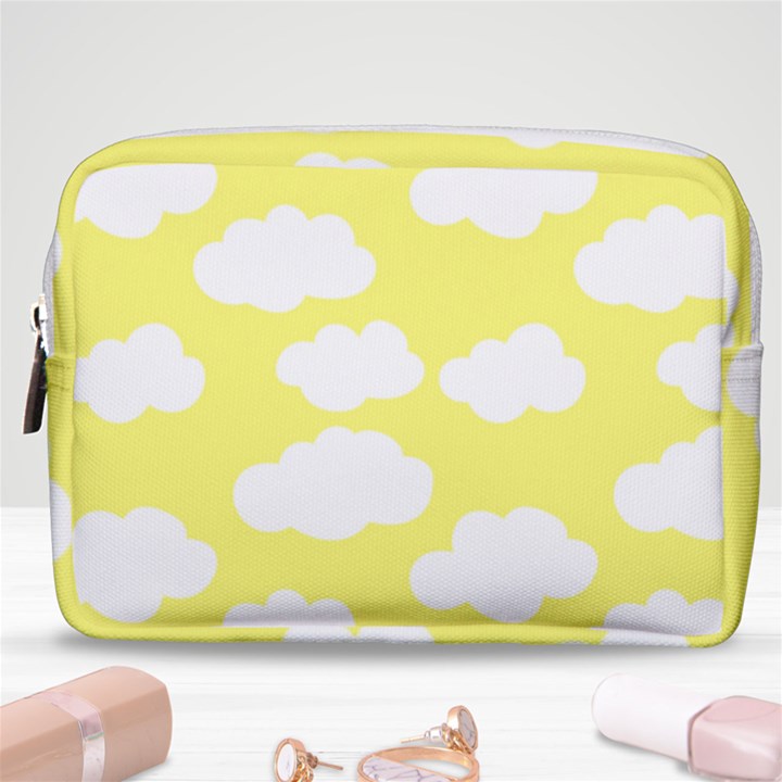 Cute yellow white Clouds Make Up Pouch (Medium)