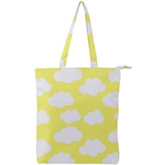 Cute Yellow White Clouds Double Zip Up Tote Bag by ConteMonfrey