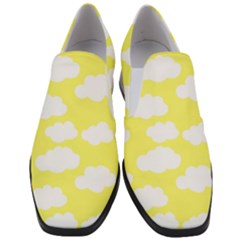 Cute Yellow White Clouds Women Slip On Heel Loafers by ConteMonfrey