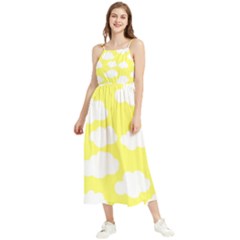 Cute Yellow White Clouds Boho Sleeveless Summer Dress by ConteMonfrey