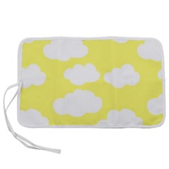 Cute Yellow White Clouds Pen Storage Case (m) by ConteMonfrey