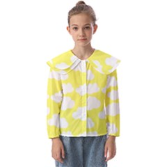 Cute Yellow White Clouds Kids  Peter Pan Collar Blouse by ConteMonfrey