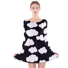 Bw Clouds Long Sleeve Velvet Skater Dress