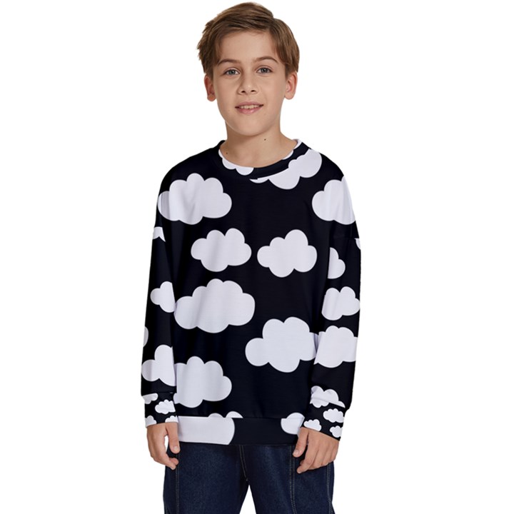 BW Clouds Kids  Crewneck Sweatshirt